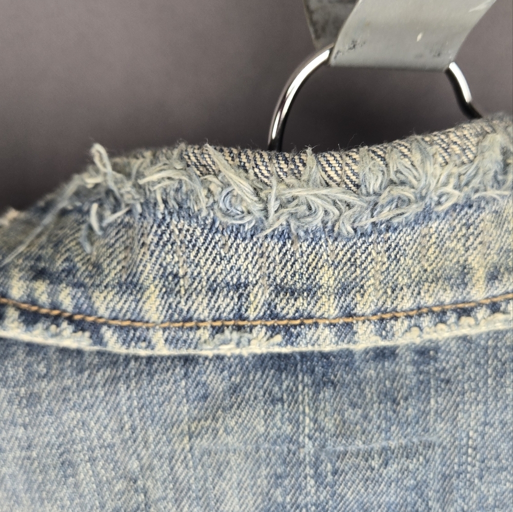Women's Allsaints Lamara Distressed Flap Pocket Selvedge Denim Jacket (size 10) - Picture 4 of 7